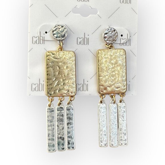 CAbi Hammered Metal TRIO ID I.D. Earrings #2157 Gold Silver Tone New $39 - Picture 2 of 4